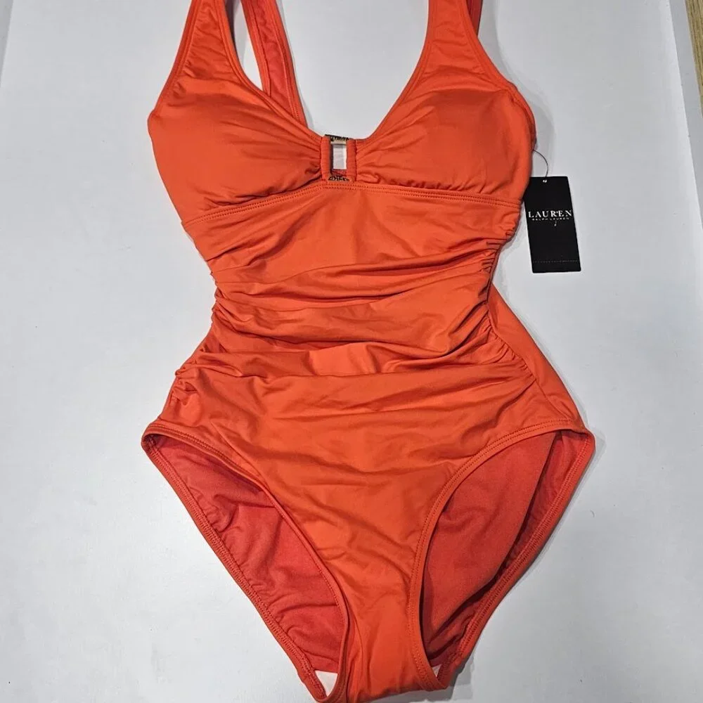 Ralph Lauren Ring Over the Shoulder Tummy Control One Piece Swimsuit - Picture 5 of 9